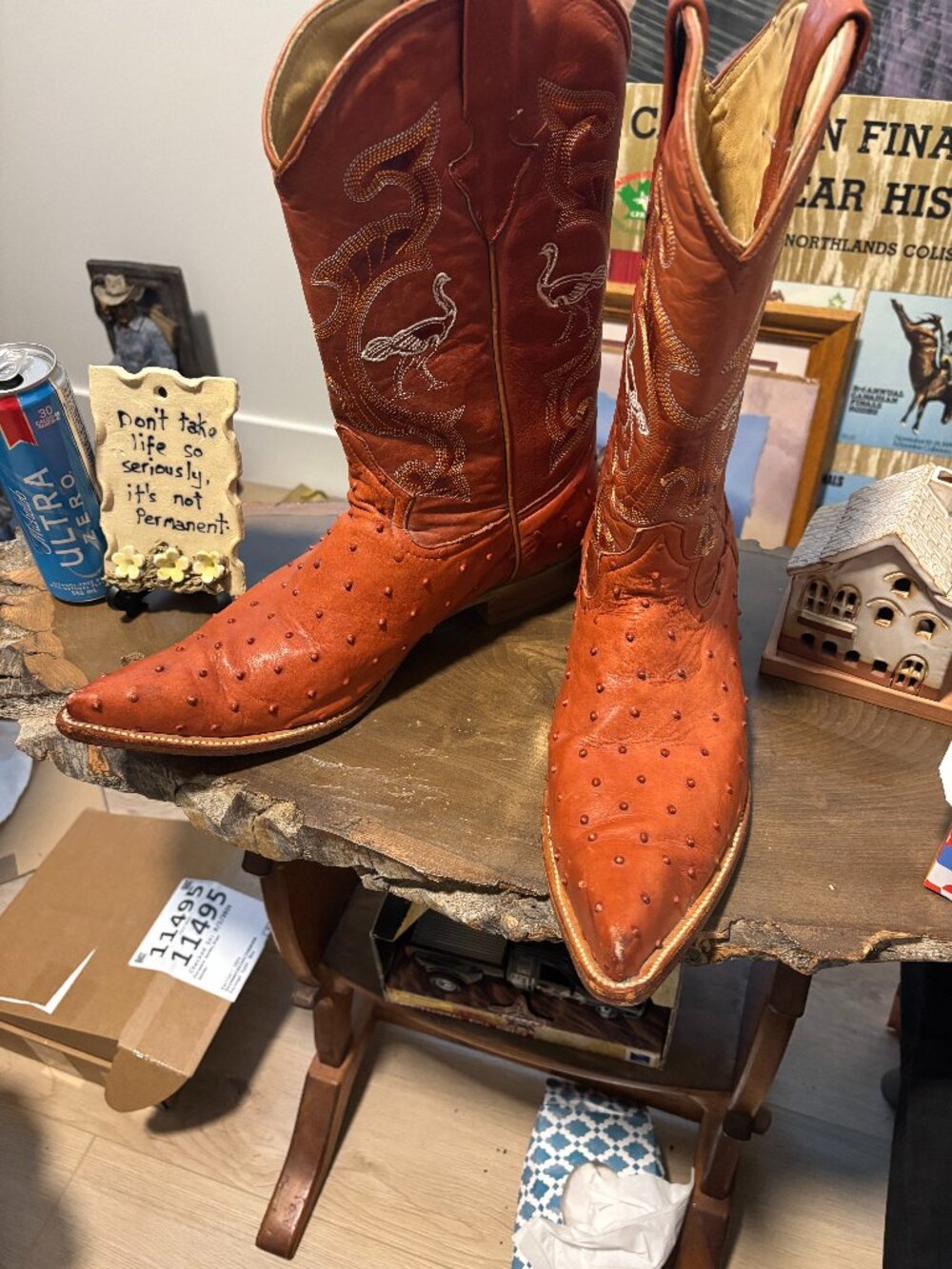 Genuine Exotic Ostrich Cowboy Boots